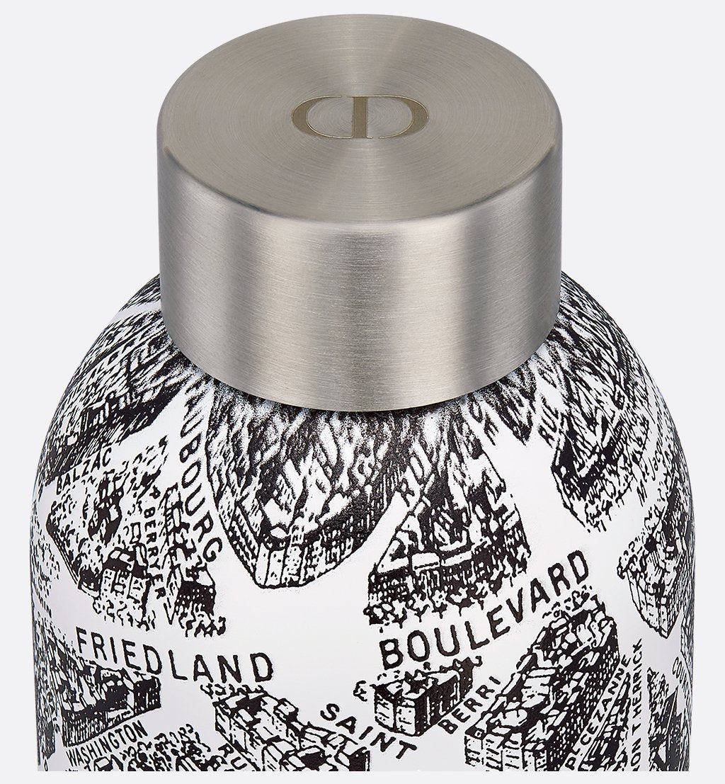 DIOR Water Bottle White and Black Plan de Paris Motif